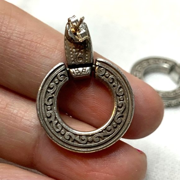 Sterling Sliver Door Knocker Earrings with Scroll Design 1.25" by 1" Post Backs - Picture 6 of 9